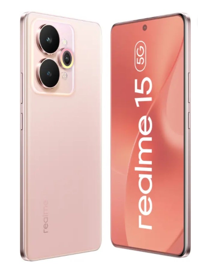 ريل مي 15 5G Dual SIM Silk Pink 12GB RAM 256GB - Middle East Version With Free Gift Realme Buds T200 Lite ( Color of the gift may vary ) - Image 2
