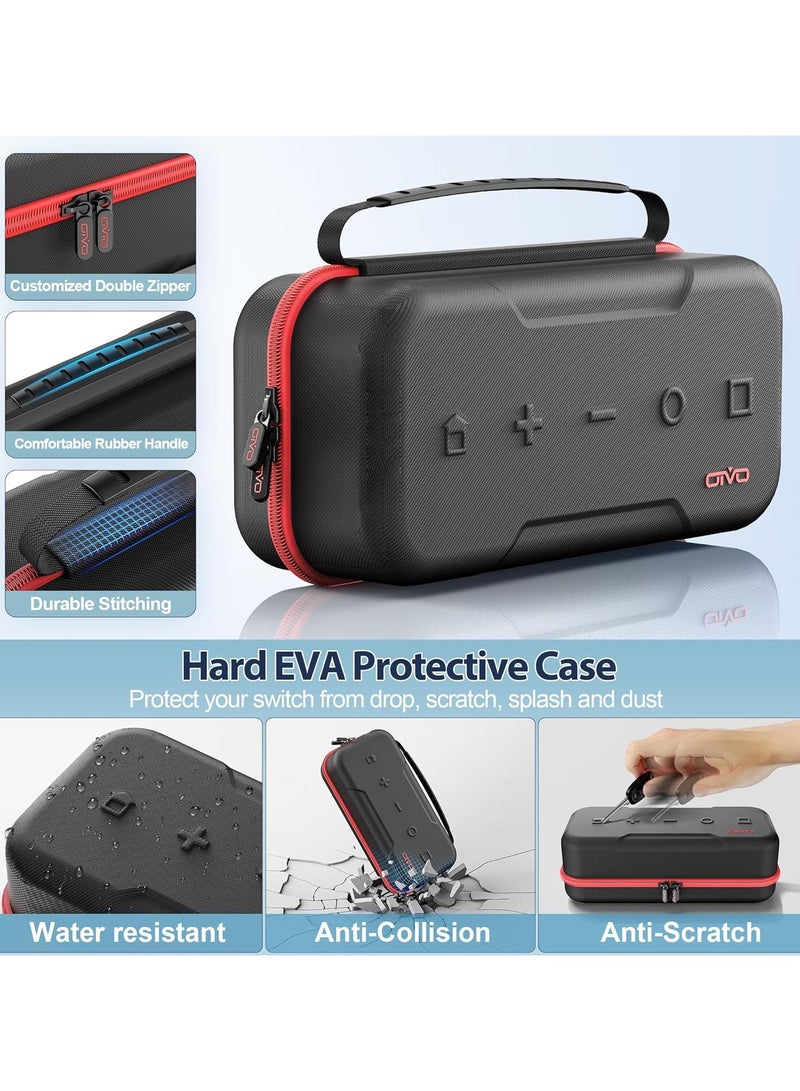اويفو حافظة OIVO لجهاز سويتش OLED متوافقة مع سويتش و سويتش OLED، حافظة سفر محمولة لجهاز سويتش تناسب Joy-Pap والمحولات، حقيبة واقية صلبة لجهاز سويتش مع 20 لعبة، حمراء - Image 4