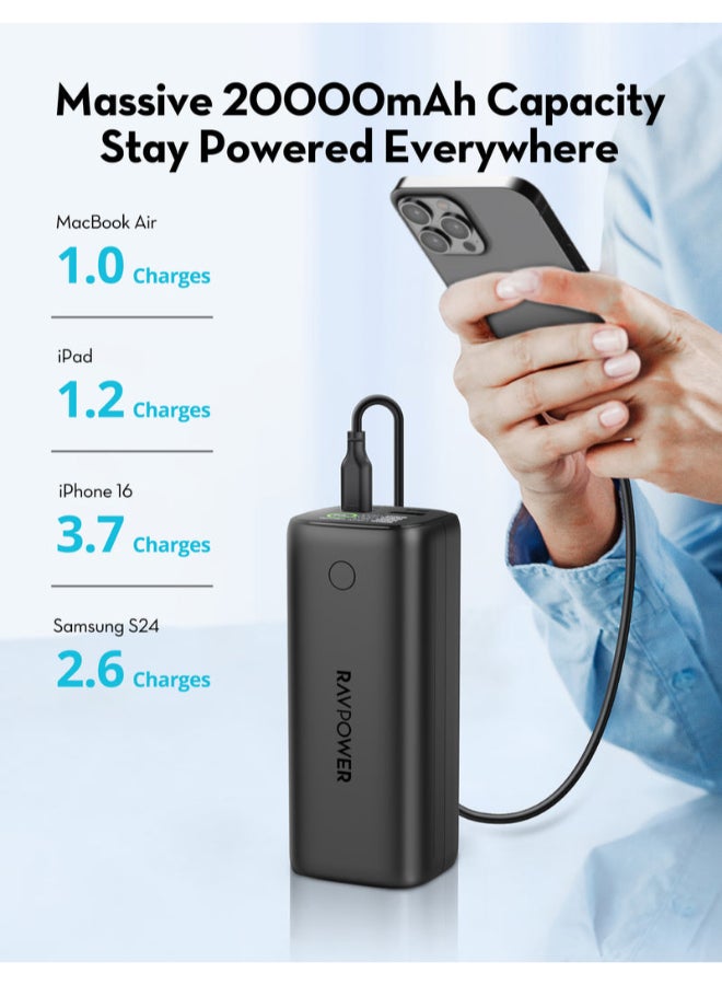 RAVPOWER RP-PB208Ultra PD Pioneer 20000mAh 100W Smart Digital Display Power Bank - Black - Image 4