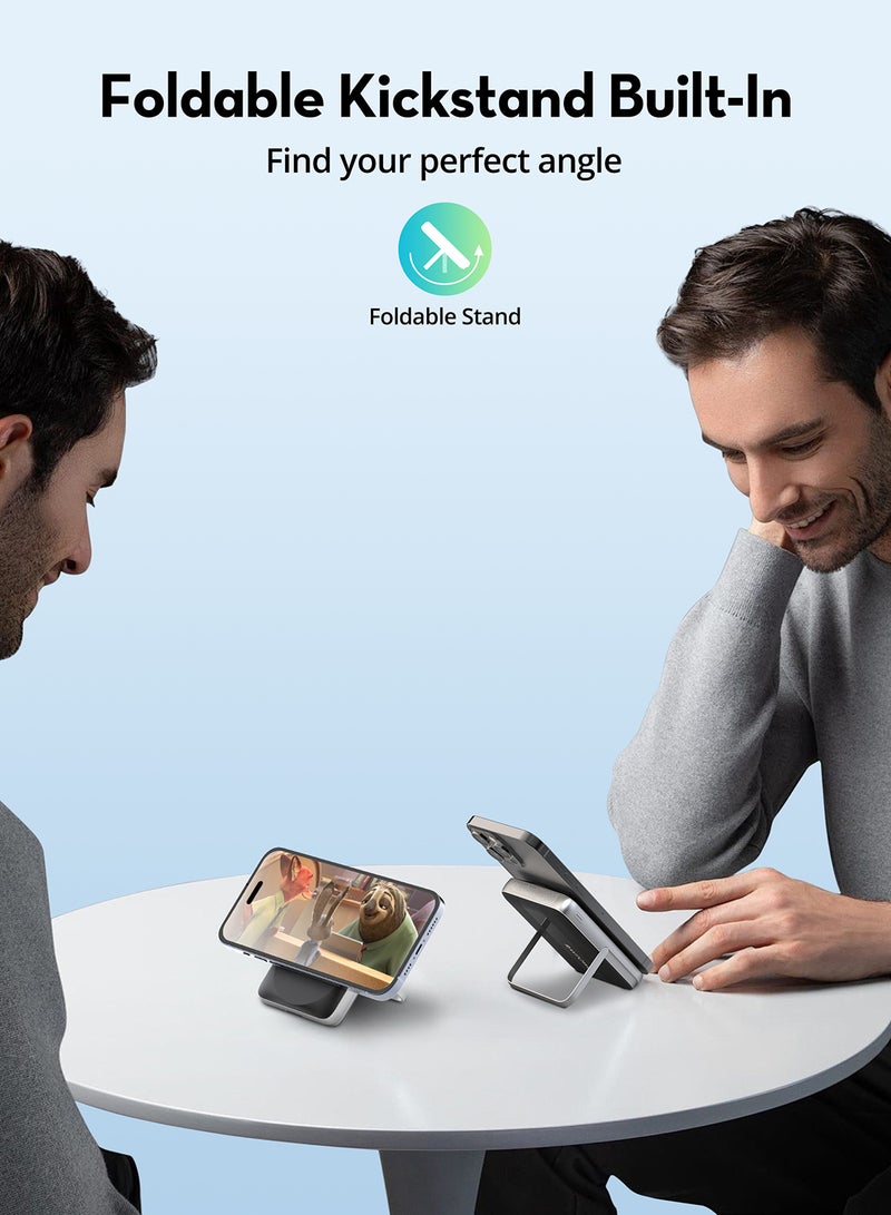 راف باور RP-PB1217 10000mAh 20W بنك طاقة مغناطيسي سلكي ولاسلكي مع حامل قابل للطي - Image 4