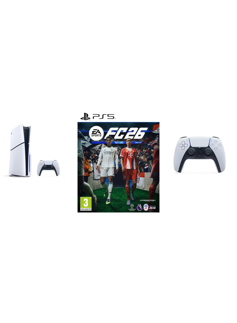 Sony PlayStation 5 Disc Slim Console With Extra White Controller And FC 26 - (International Version) - Image 2