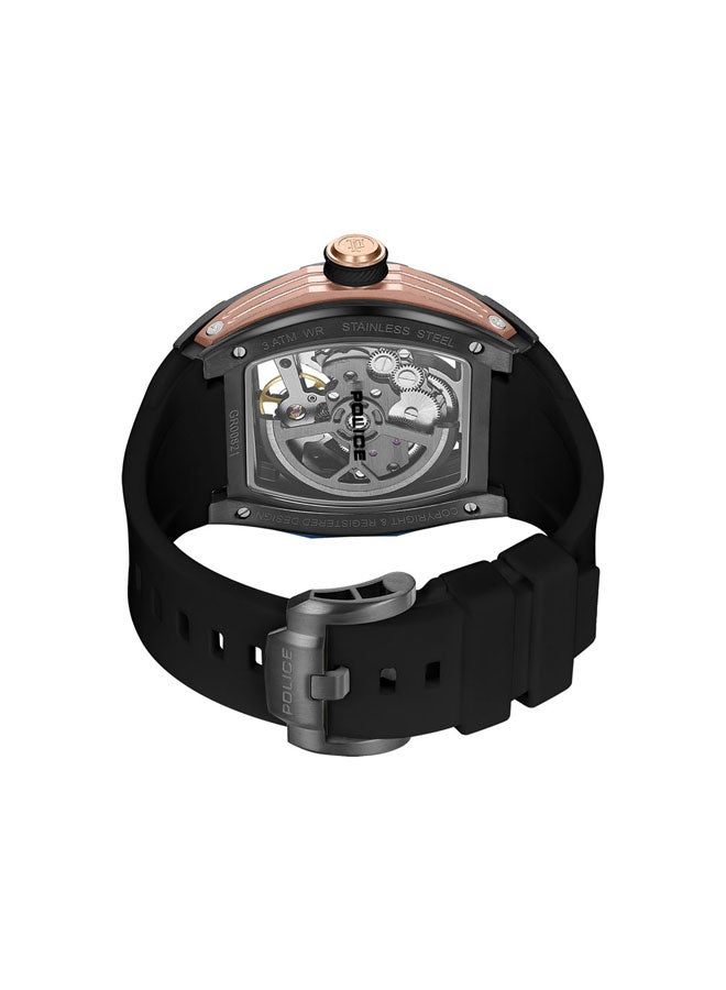 بوليس ساعة أوتوماتيكية بتاج أسود وحزام سيليكون أسود - 42 مم - Image 3