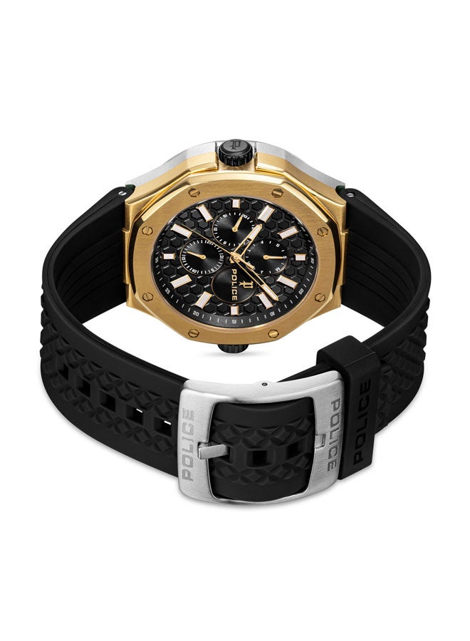بوليس ساعة متعددة الوظائف بحزام سيليكون أسود مزدوج القرص - 44 مم - Image 4
