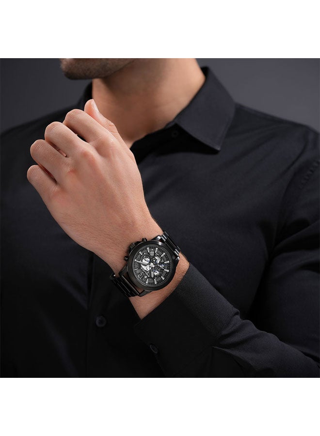POLICE Men's Vertigo Grey Dial Black Stainless Steel Bracelet Multifunction Watch - 47mm - Image 4