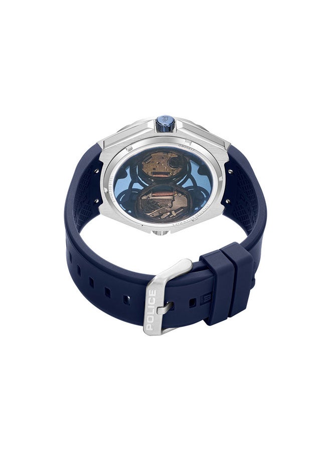 بوليس سايبتير ساعة أنالوج بقرص أسود بحزام سيليكون أزرق بحري - 46 مم - Image 3