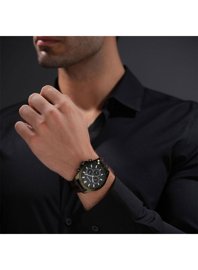 POLICE Men's Malawi Grey Dial Brown Leather Strap Multifunction Watch - 43mm - Image 4