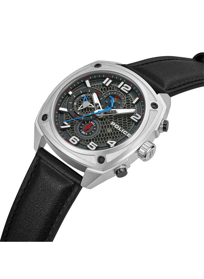 POLICE Men's Portland Gunmetal Dial Black Red Silicone Straps Multifunction Watch - 44.5mm - Image 2