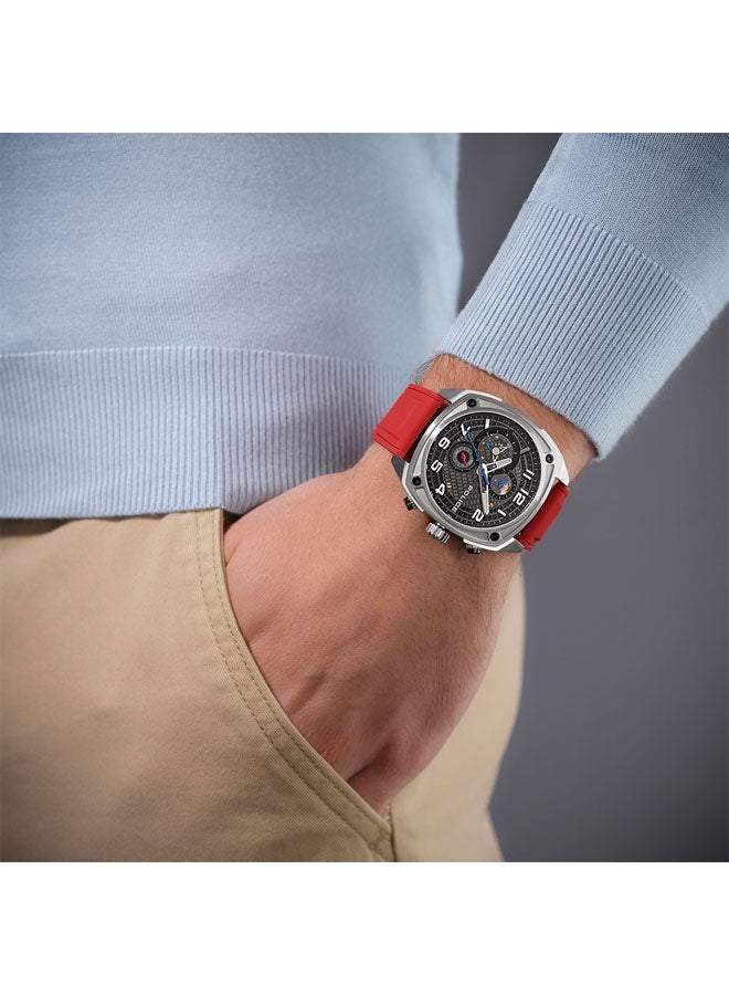 POLICE Men's Portland Gunmetal Dial Black Red Silicone Straps Multifunction Watch - 44.5mm - Image 5