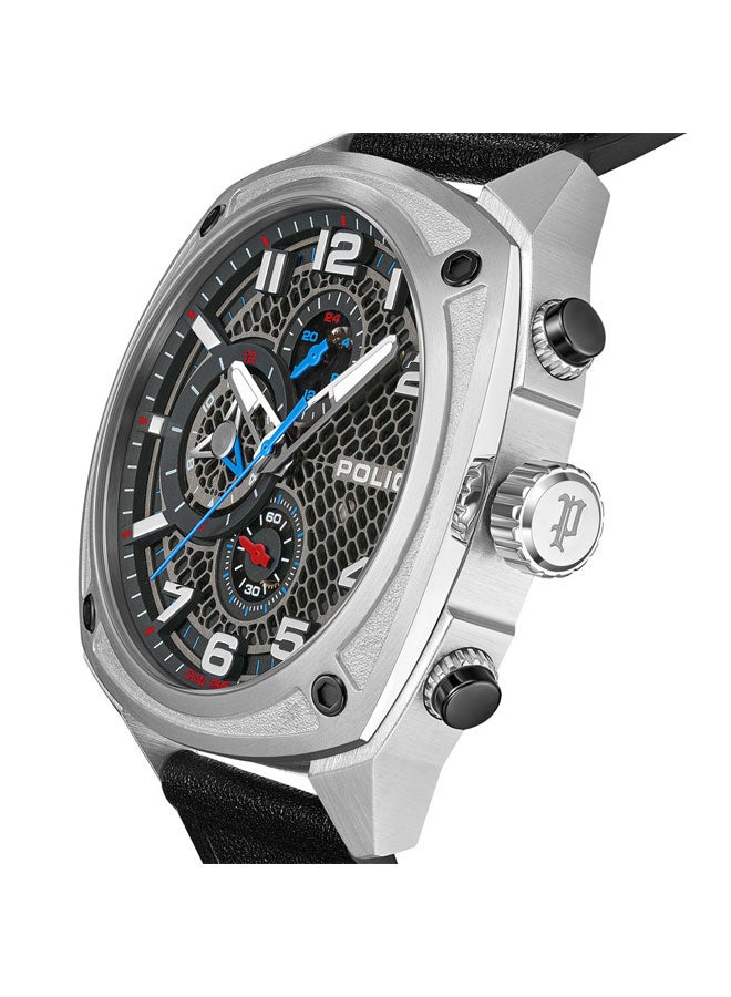 POLICE Men's Portland Gunmetal Dial Black Red Silicone Straps Multifunction Watch - 44.5mm - Image 3