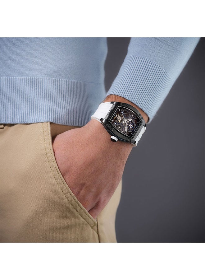 POLICE Men's Tampa Black Dial White Silicone Strap Automatic Watch - 42mm - Image 4