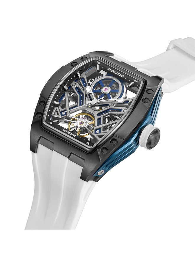 POLICE Men's Tampa Black Dial White Silicone Strap Automatic Watch - 42mm - Image 2