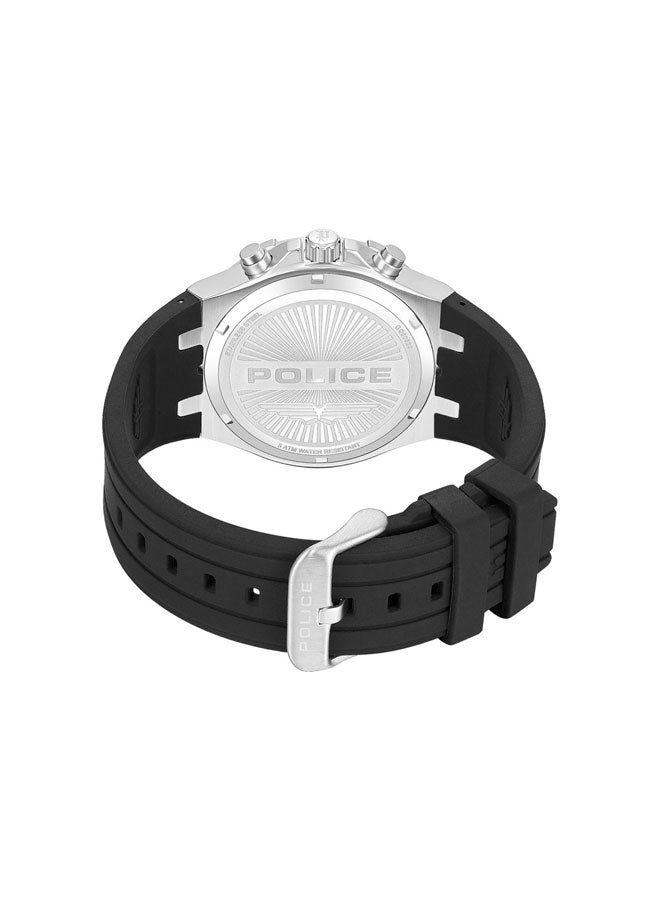 بوليس ساعة متعددة الوظائف بحزام سيليكون أسود بقرص أسود - 42 مم - Image 3