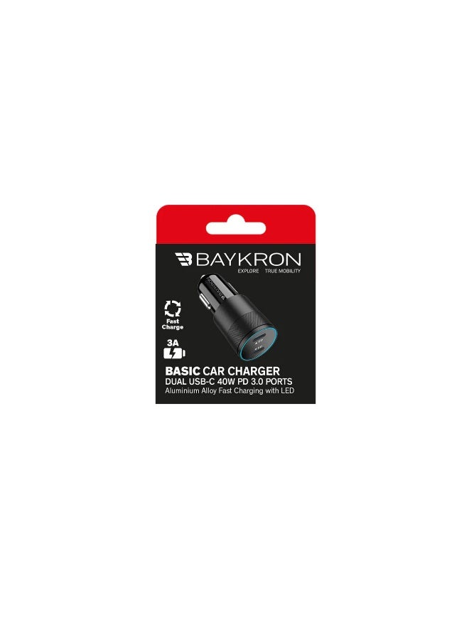 Baykron Car Charger 2 X Type C black - Image 1