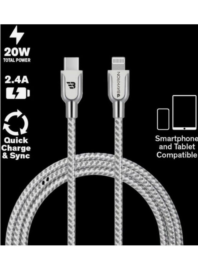 Baykron Braided Lightning to USB-C Cable; Charge and sync; black - Image 1