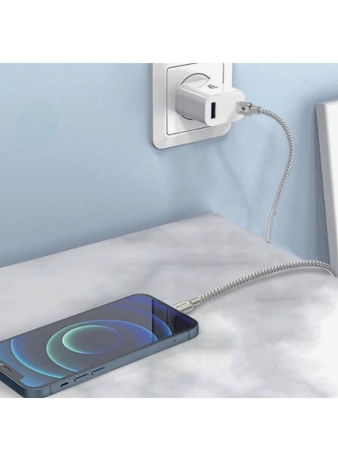 Baykron Braided Lightning to USB-C Cable; Charge and sync; black - Image 4