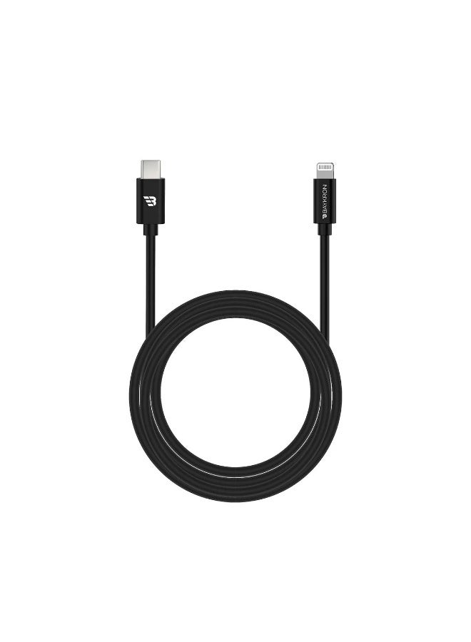 Baykron Braided Lightning to USB-C Cable; Charge and sync; 27 Watt black - Image 2