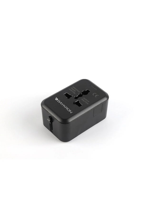 Baykron Universal Travel Adaptor AC Input:100-240V,6A Max black - Image 3