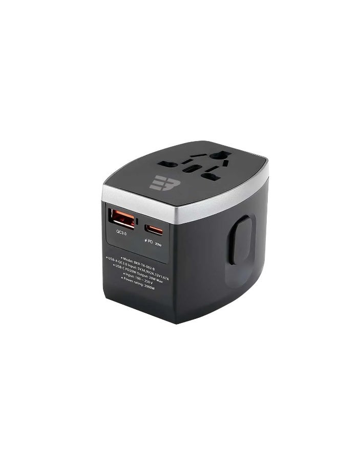 Baykron Travel Adapter 2 output QC and PD 20 watts black - Image 3