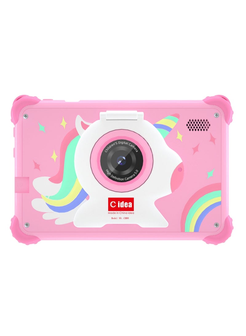 سي آيديا CM88 جهاز لوحي ذكي للأطفال مع حواف مضادة للصدمات مزود بقاعدة مدمجة شاشة 7 بوصة 8 جيجابايت رام + 256 جيجابايت روم أندرويد بلوتوث ألعاب تعليمية للأطفال هدايا مفاجئة - وردي - Image 3