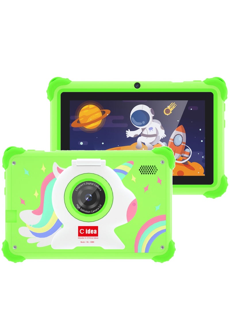 C idea CM88 WiFi Kids Smart Tablet Shockproof Edges With Built-in Stand 7-inch Display 8GB RAM + 256GB ROM Android Bluetooth Educational Kids Learning Games For Children Surprise Gifts-Green - Image 4