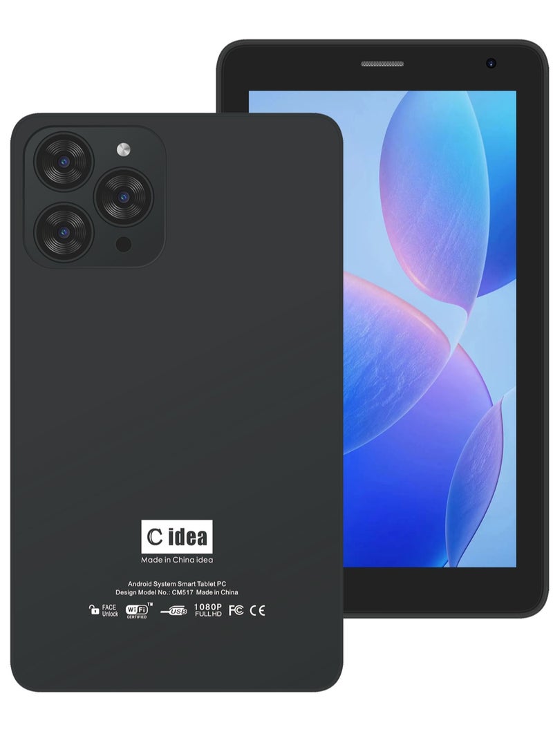 C idea CM517 Smart Tablet PC with Stylus 7-Inch IPS Touch Screen 8GB RAM 256GB ROM Android Wi-Fi GPS Bluetooth Dual Camera Single SIM 5G LTE Kids Learning Tab - Black - Image 1