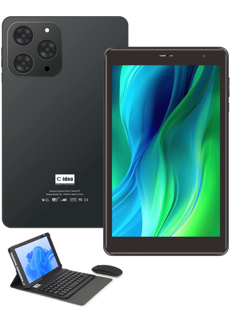 C idea CM816 8-Inch IPS Smart Tablet PC with Keyboard & Mouse 8GB RAM 512GB ROM Dual Camera Single SIM 5G LTE Wi-Fi GPS Android Tablet For Students – Black - Image 1
