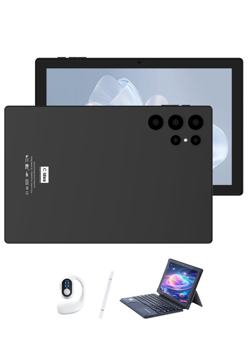 C idea CM8900 Plus 10-Inch Incell Smart Tablet PC with Keyboard Built-in Touchpad 8GB RAM 1TB ROM Dual Camera Single SIM 5G LTE Wi-Fi GPS Android 15 Tablet For Students – Black - Image 1