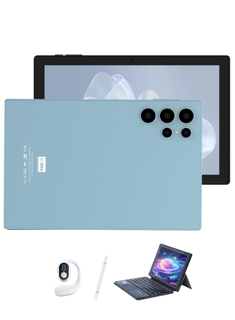 C idea CM8900 Plus 10-Inch Incell Smart Tablet PC with Keyboard Built-in Touchpad 8GB RAM 1TB ROM Dual Camera Single SIM 5G LTE Wi-Fi GPS Android 15 Tablet For Students – Blue - Image 1