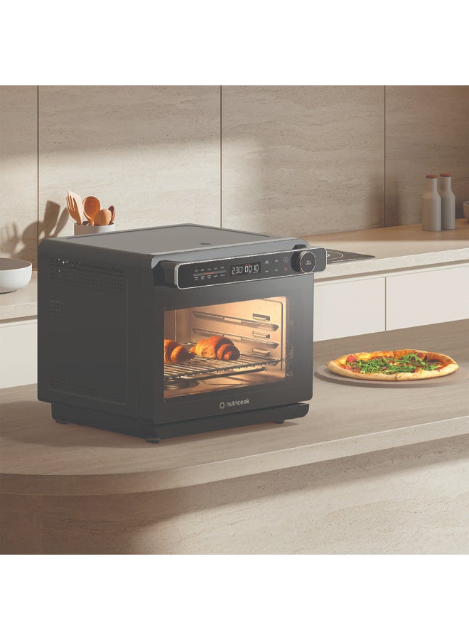 نيوتري كوك Steam Oven – Stainless Steel 304, Rapid Steam Cooking, 10 Smart Cooking Programs (Air Fry, Bake, Roast, Steam And More), 3D Heating Technology, Easy to Clean, 2-Year Warranty 24 L 2200 W ST330 Black - Image 3