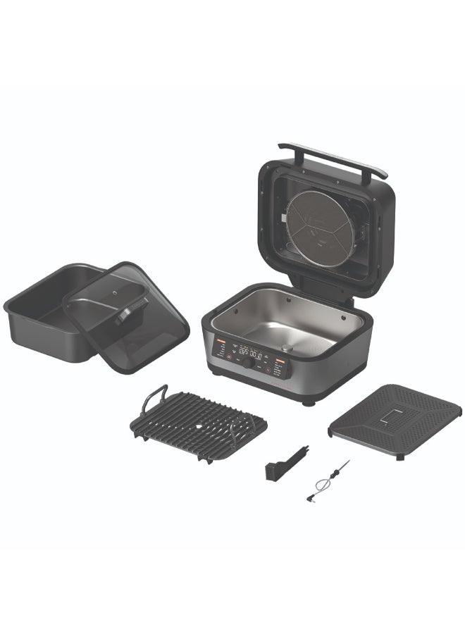 نيوتري كوك شواية 3 في 1، طباخ متعدد، وقلاية هوائية – نظام الطهي الذكي المثالي، تقنية سزل ماكس، 6 طرق طهي (شواء، قلي هوائي، خبز، تحميص، إعادة تسخين، تجفيف)، طلاء سيراميكي صحي، وجبات في وعاء واحد، ضمان 3 سنوات - Image 3