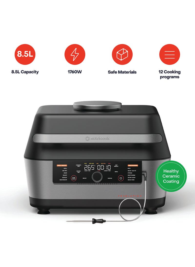 نيوتري كوك شواية 3 في 1، طباخ متعدد، وقلاية هوائية – نظام الطهي الذكي المثالي، تقنية سزل ماكس، 6 طرق طهي (شواء، قلي هوائي، خبز، تحميص، إعادة تسخين، تجفيف)، طلاء سيراميكي صحي، وجبات في وعاء واحد، ضمان 3 سنوات - Image 1