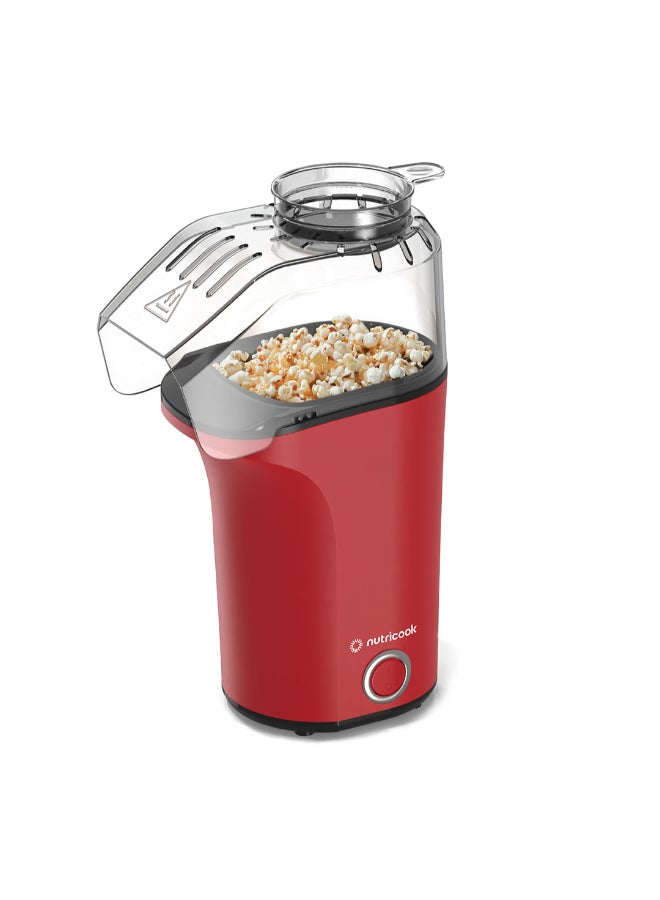 nutricook Air Popcorn Maker – Makes 16 Cups, Oil-Free Healthy Snacking, Compact And Lightweight, Built-In Measuring Cup And Butter Melter, One-Touch Quick Operation, 2-Year Warranty 3.7 L 1400 W NC-PM150R Red - Image 1