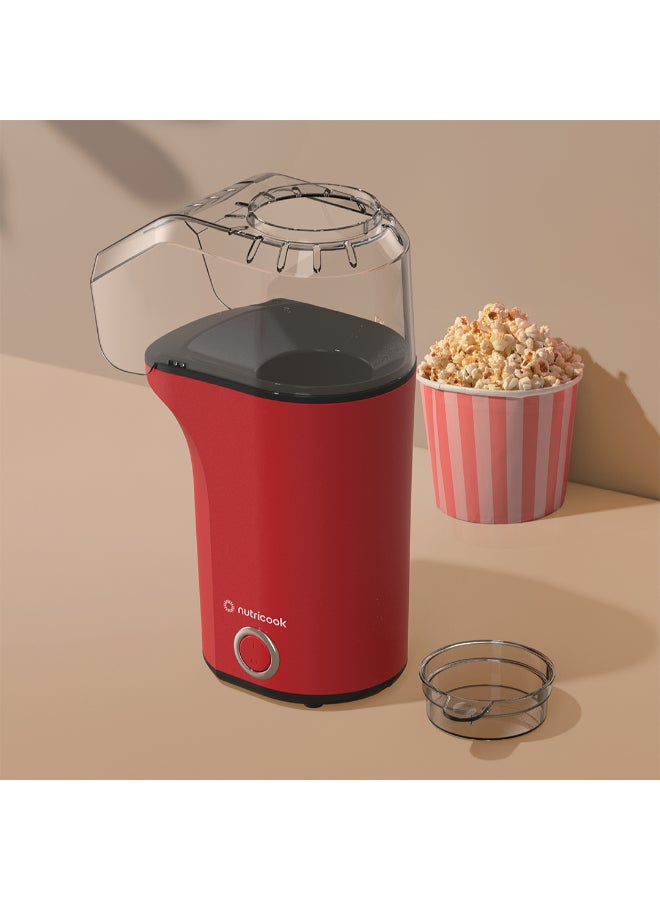 nutricook Air Popcorn Maker – Makes 16 Cups, Oil-Free Healthy Snacking, Compact And Lightweight, Built-In Measuring Cup And Butter Melter, One-Touch Quick Operation, 2-Year Warranty 3.7 L 1400 W NC-PM150R Red - Image 2