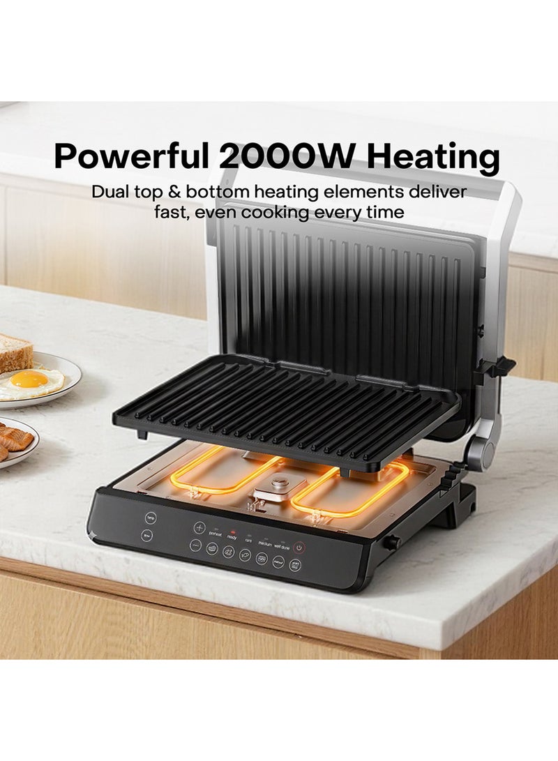nutricook Contact Grill with Dual Heating Elements, 5-Level Adjustable Height, Ceramic-Coated Plates, 180° Open Flat Design And 5 Smart Cooking Modes for Healthy Grilling, 2-Year Warranty 8 L 2000 W NC-CG240 Black/ SS - Image 3
