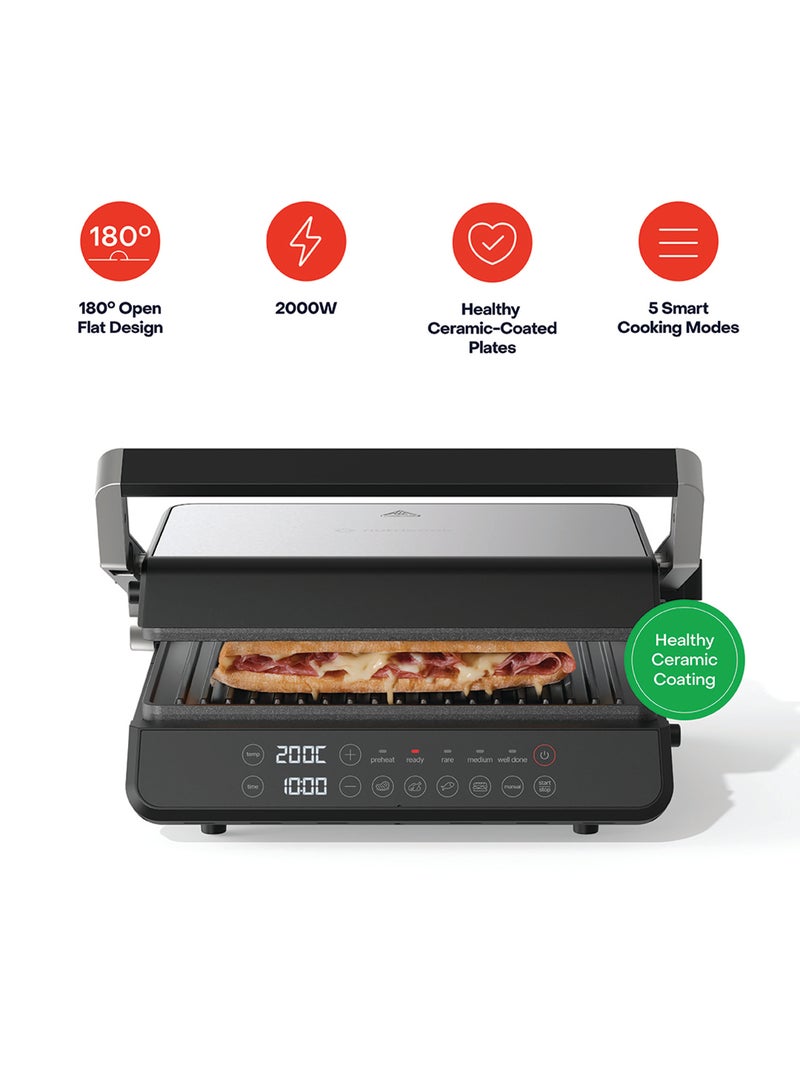 nutricook Contact Grill with Dual Heating Elements, 5-Level Adjustable Height, Ceramic-Coated Plates, 180° Open Flat Design And 5 Smart Cooking Modes for Healthy Grilling, 2-Year Warranty 8 L 2000 W NC-CG240 Black/ SS - Image 1