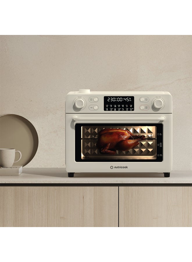نيوتري كوك Air Fryer + Toaster Oven – 30L Stainless Steel Oven with Rotisserie, Steam-Infused Cooking, 12 Smart Programs, Dual Fan Speeds, 6 Heating Elements, Crystal-Clear Window, 2-Year Warranty 30 L 1700 W AFTO330 Beige - Image 3