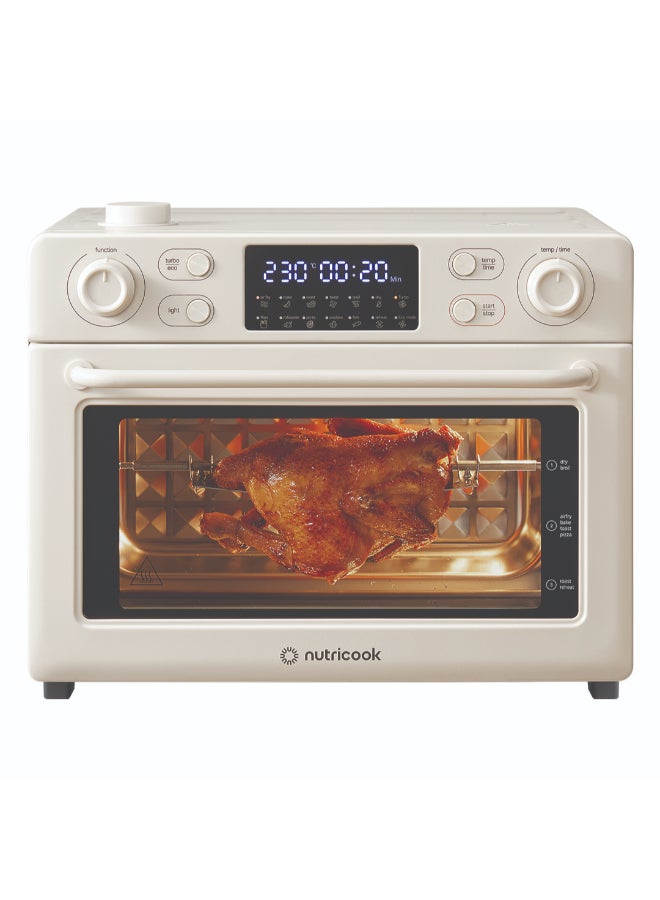 nutricook Air Fryer + Toaster Oven – 30L Stainless Steel Oven with Rotisserie, Steam-Infused Cooking, 12 Smart Programs, Dual Fan Speeds, 6 Heating Elements, Crystal-Clear Window, 2-Year Warranty 30 L 1700 W NC-AFTO330BG Beige - Image 1