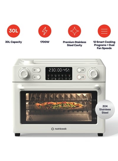nutricook Air Fryer + Toaster Oven – 30L Stainless Steel Oven with Rotisserie, Steam