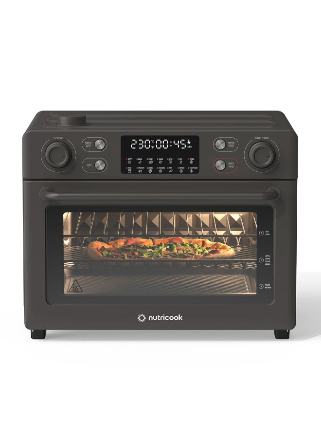 نيوتري كوك Air Fryer + Toaster Oven – 30L Stainless Steel Oven with Rotisserie, Steam-Infused Cooking, 12 Smart Programs, Dual Fan Speeds, 6 Heating Elements, Crystal-Clear Window, 2-Year Warranty 30 L 1700 W AFTO330 Black - Image 1