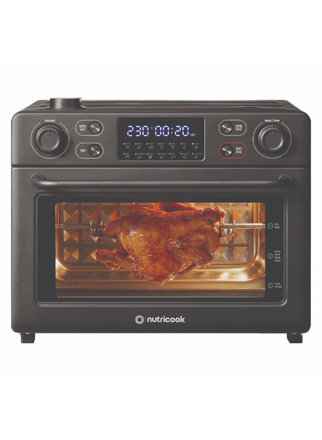 nutricook Air Fryer + Toaster Oven – 30L Stainless Steel Oven with Rotisserie, Steam-Infused Cooking, 12 Smart Programs, Dual Fan Speeds, 6 Heating Elements, Crystal-Clear Window, 2-Year Warranty 30 L 1700 W NC-AFTO330K Black - Image 1