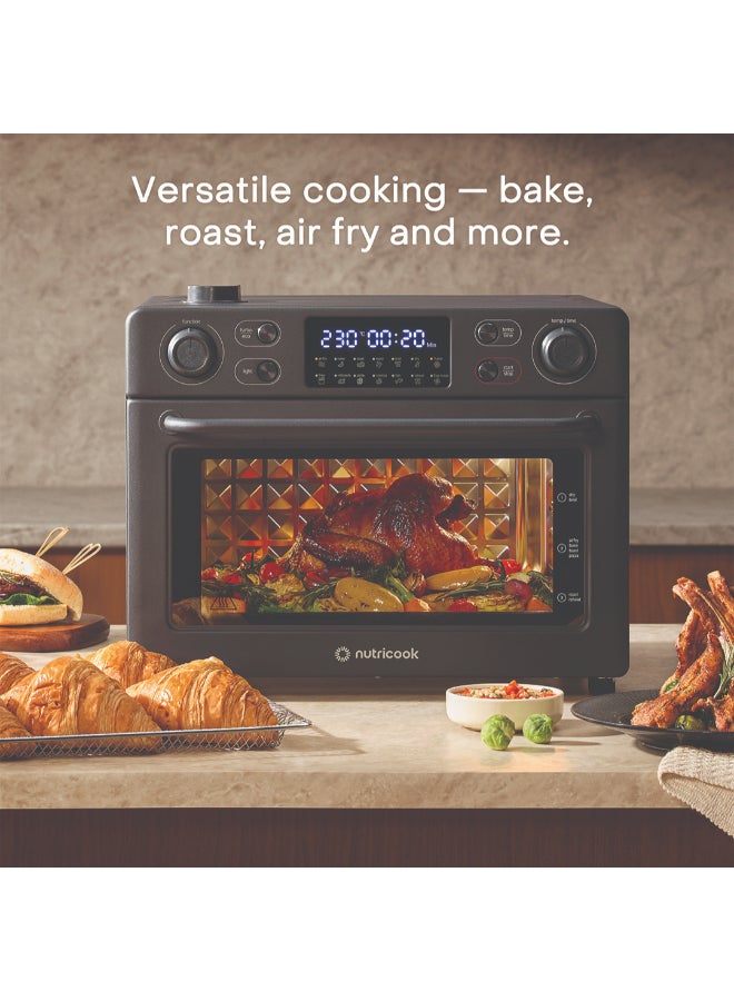 nutricook Air Fryer + Toaster Oven – 30L Stainless Steel Oven with Rotisserie, Steam-Infused Cooking, 12 Smart Programs, Dual Fan Speeds, 6 Heating Elements, Crystal-Clear Window, 2-Year Warranty 30 L 1700 W NC-AFTO330K Black - Image 2