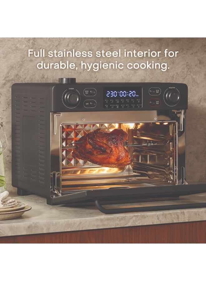 nutricook Air Fryer + Toaster Oven – 30L Stainless Steel Oven with Rotisserie, Steam-Infused Cooking, 12 Smart Programs, Dual Fan Speeds, 6 Heating Elements, Crystal-Clear Window, 2-Year Warranty 30 L 1700 W NC-AFTO330K Black - Image 3