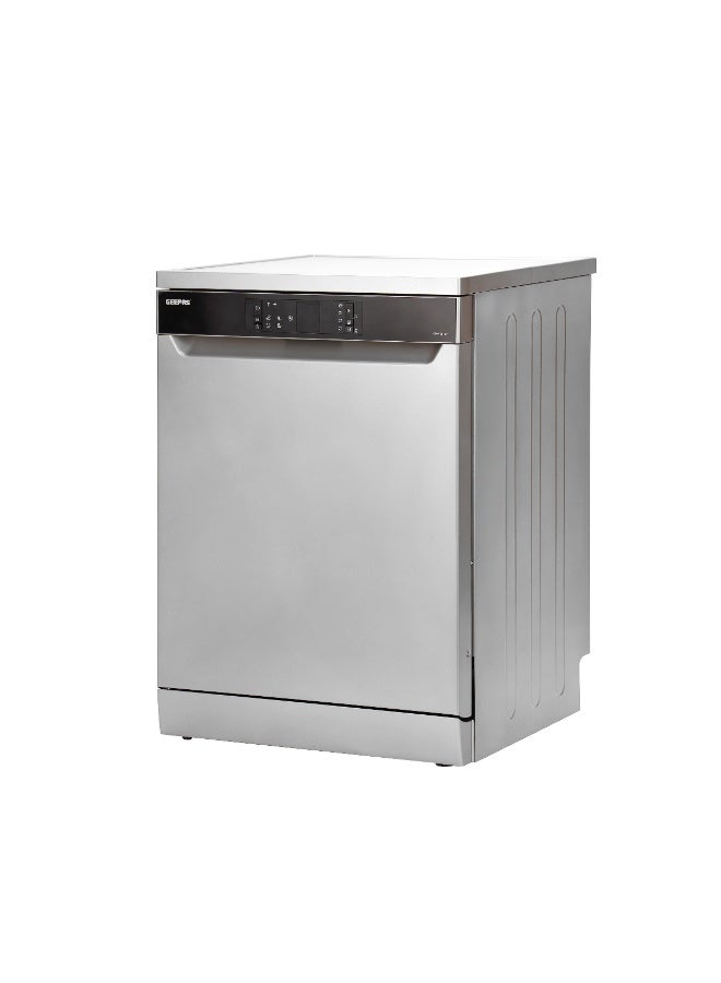جيباس Free Standing Dishwasher - 13 Place Setting, Stainless Steel Tub, 5 Programs (Quick, Intensive, Hygiene), LED Display, Child Lock, Eco-Friendly 145 kW GDW1354SV Silver - Image 2
