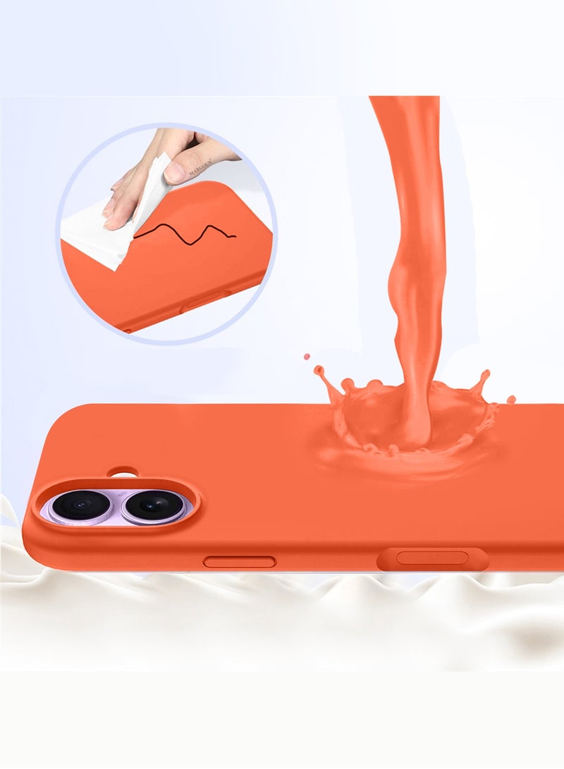 MARGOUN 2 Packs Silicone Protective Phone Case for iPhone 17 - Soft Anti-Scratch Microfiber Lining Ultra Slim Drop Protection Phone Cover with Privacy Screen Protector - Cosmic Orange-4 - Image 3