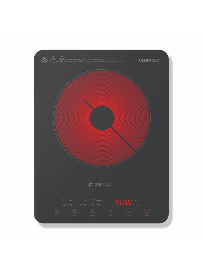 نيوتري كوك Infrared Cooker – Up to 650°C, 10 Temperature Settings, 10 Power Levels, 6 Preset Cooking Programs, Child Safety Lock, Ultra-Slim Space-Saving Design, 2-Year Warranty IFC150ME Black - Image 1