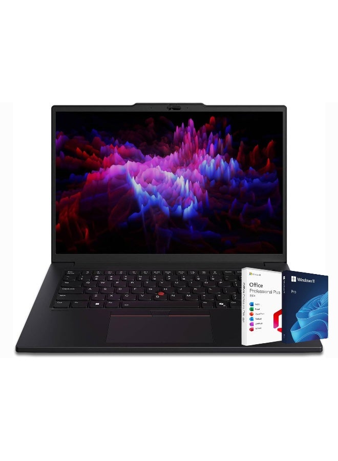 Lenovo ThinkPad P14s Gen 5 AI-Ready Workstation, Intel Core Ultra 7 155H, 14.5 Inch WUXGA, 32GB RAM, 1TB SSD, NVIDIA GeForce RTX 500 ADA 4GB, Windows 11 Pro, + Life Time Office 2024 English Black English Black - Image 1