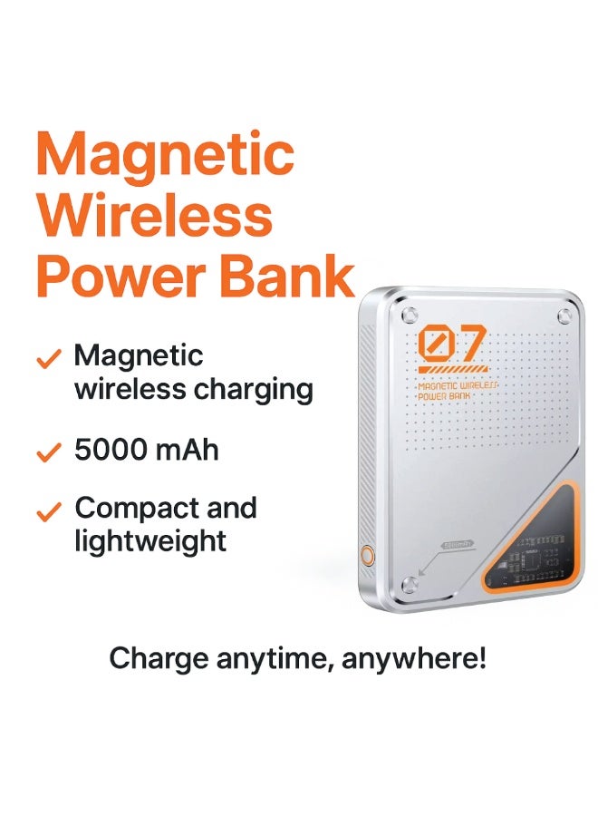 تكنو باور بانك مغناطيسي لاسلكي 5000mAh للشحن السريع – صغير وخفيف، شحن لاسلكي مغناطيسي عملي في أي مكان - Image 3