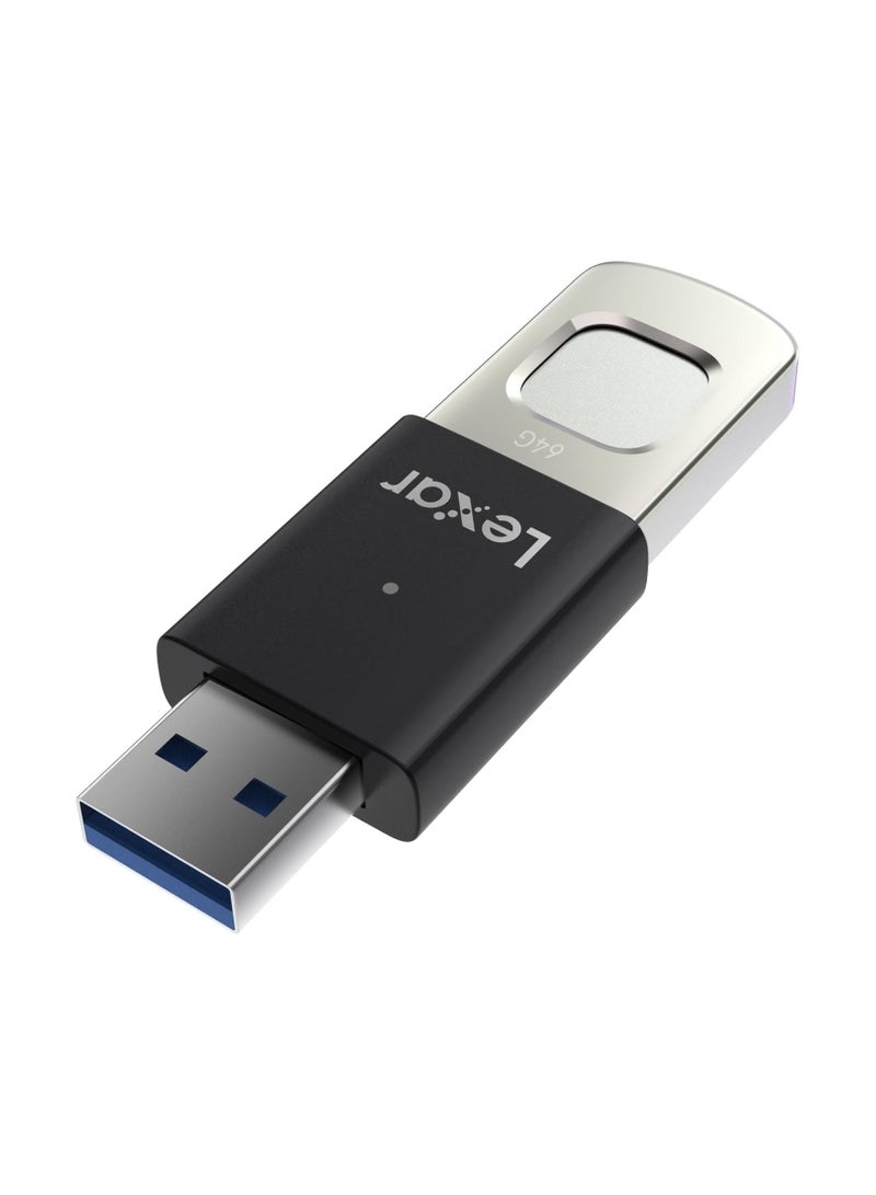 ليكسار JumpDrive F35 PRO 64GB USB 3.0 Flash Drive – Up to 300MB/s Read, 150MB/s Write – Fingerprint Encryption – 10 Fingerprint IDs – LJDF35P064G-RNBNG 150 MB - Image 1