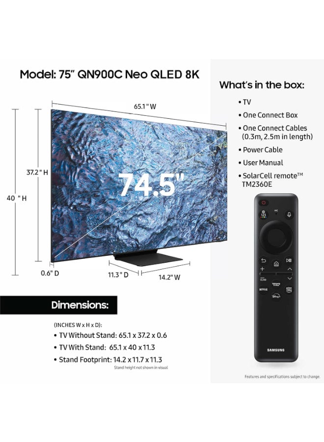 سامسونج Renewed - 75-Inch Class Neo QLED 8K 75QN900C Black - Image 2