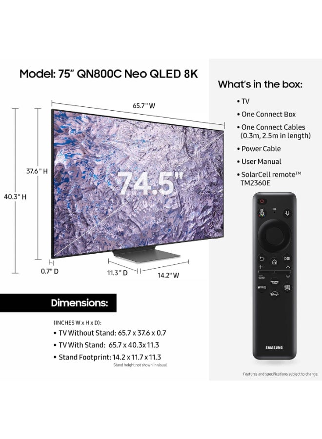 سامسونج Renewed - 75-Inch Class Neo QLED 8K 75QN800C Black - Image 2